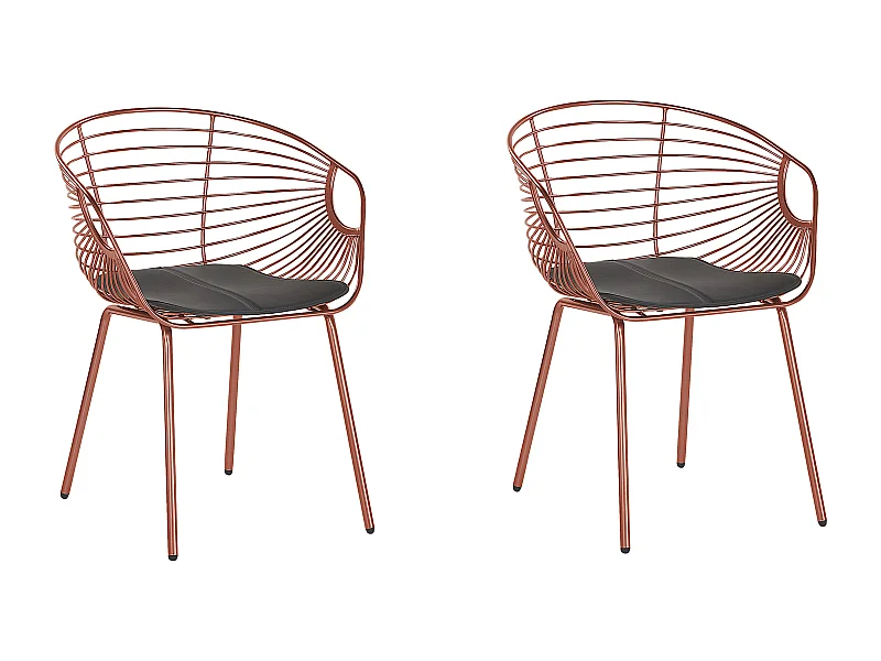 Lot de 2 chaises de salle à manger HOBACK Métal Cuivré