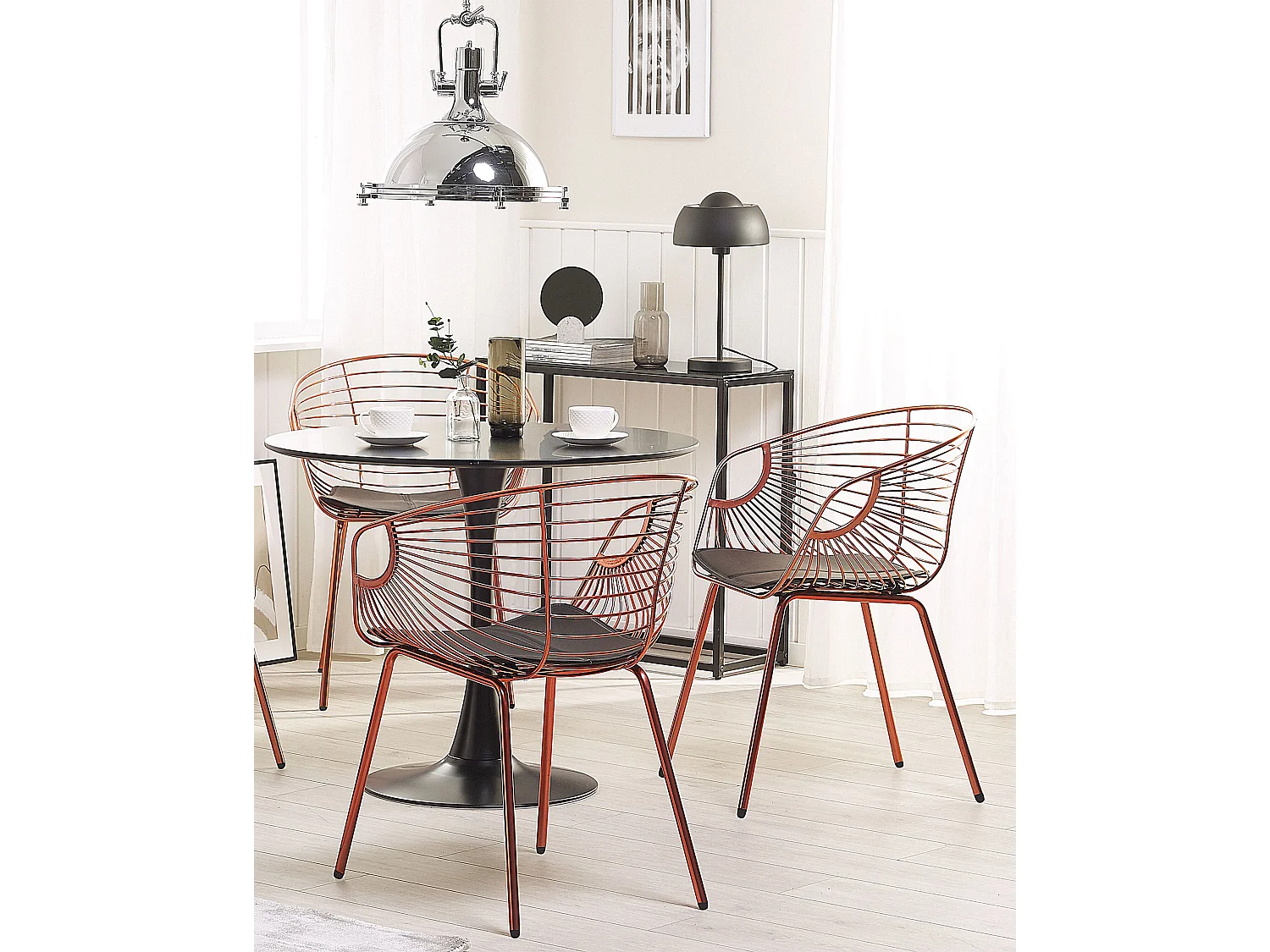 Lot de 2 chaises de salle à manger HOBACK Métal Cuivré