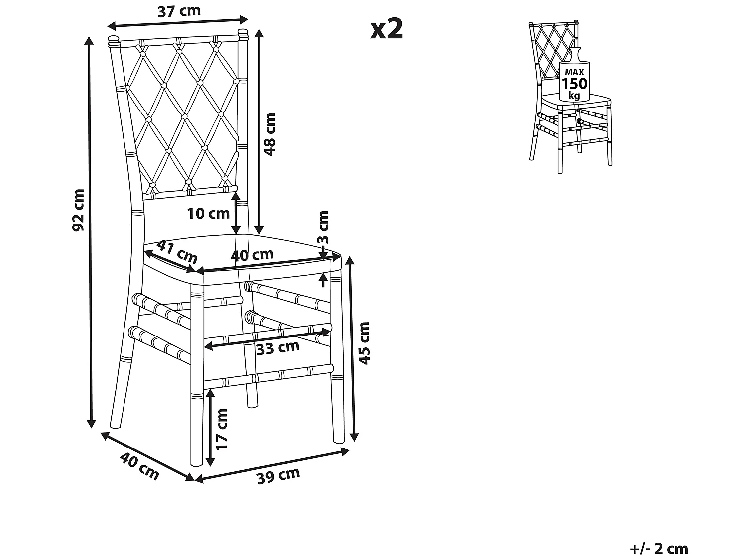 Conjunto de 2 cadeiras de jantar CLARION Transparente