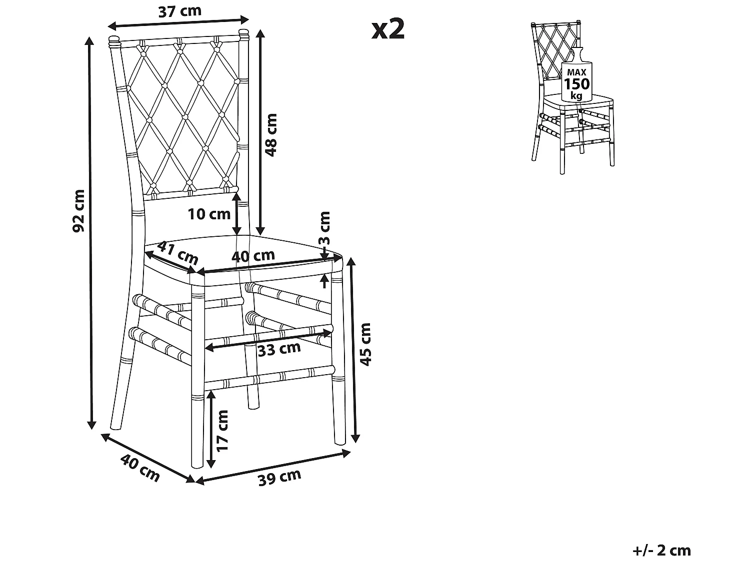 Conjunto de 2 sillas de comedor CLARION Transparente