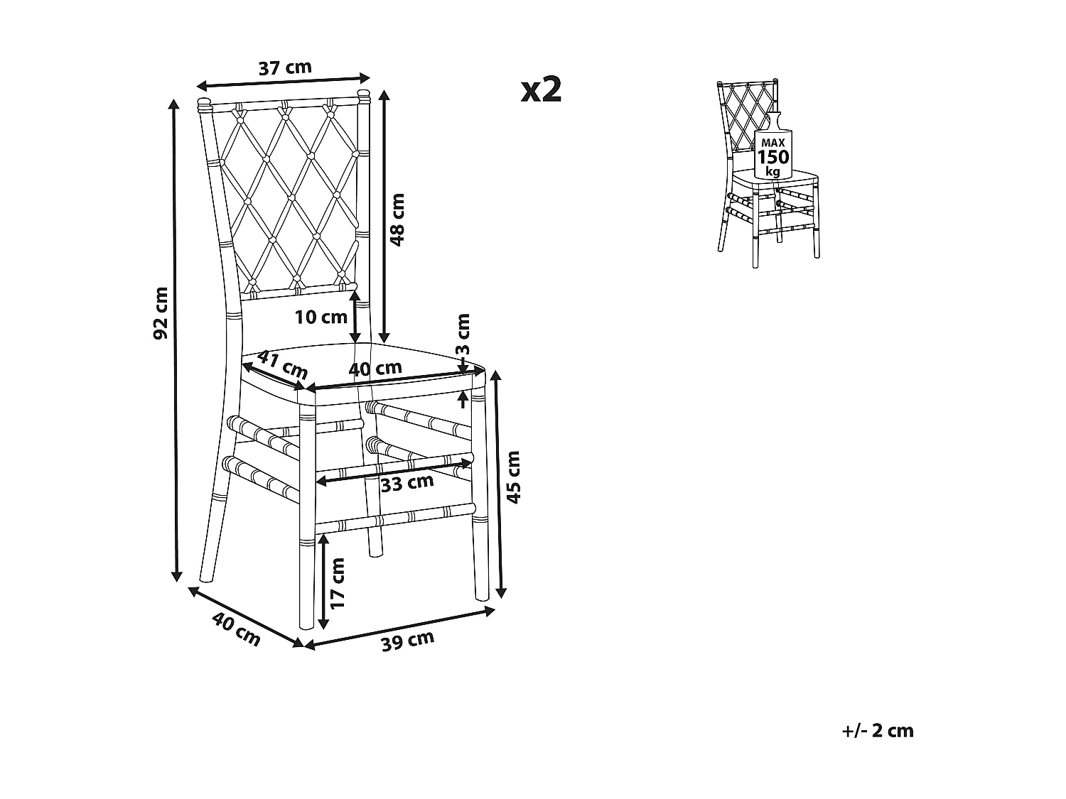 Lot de 2 chaises de salle à manger CLARION Transparent