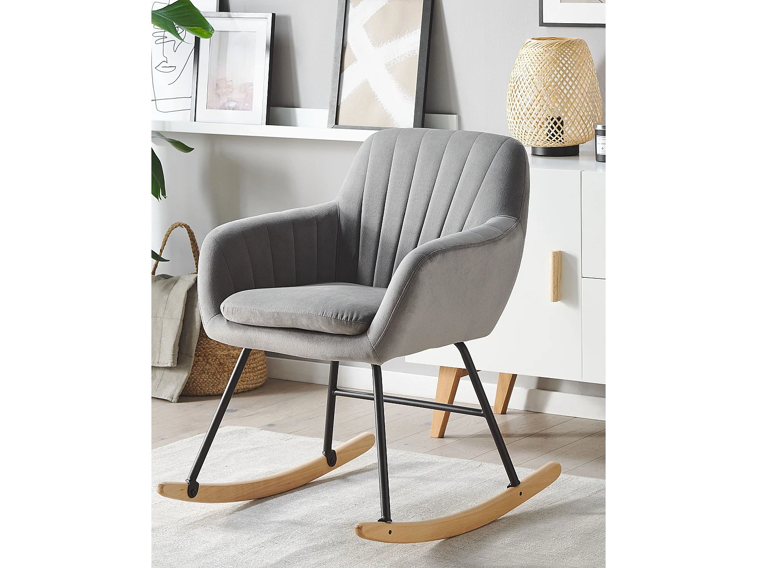 Fotel bujany LIARUM Welur Szary