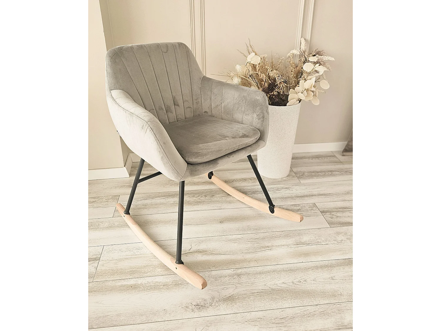 Fauteuil à bascule LIARUM Velours Gris