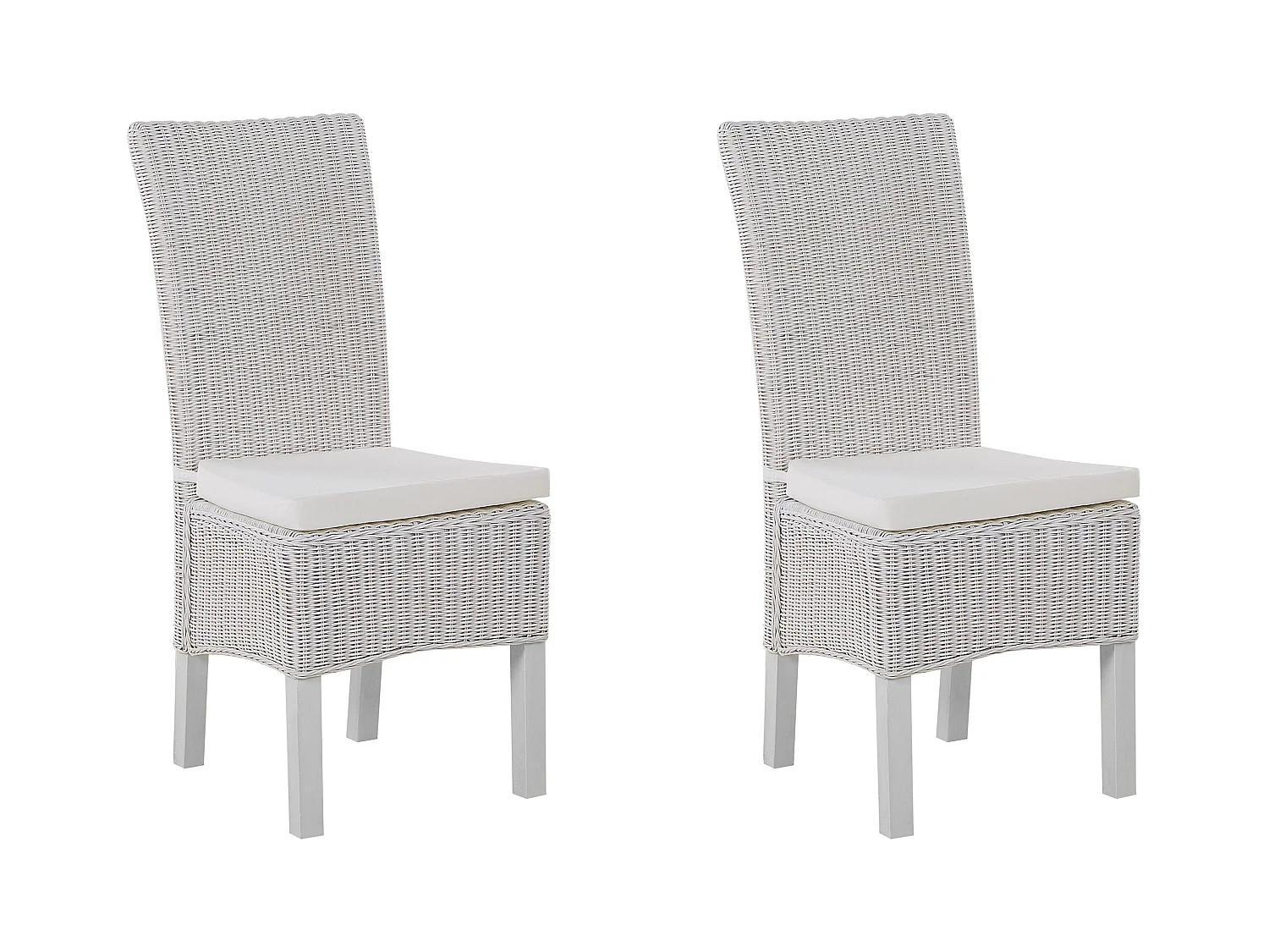Lot de 2 chaises de salle à manger ANDES Rotin Blanc
