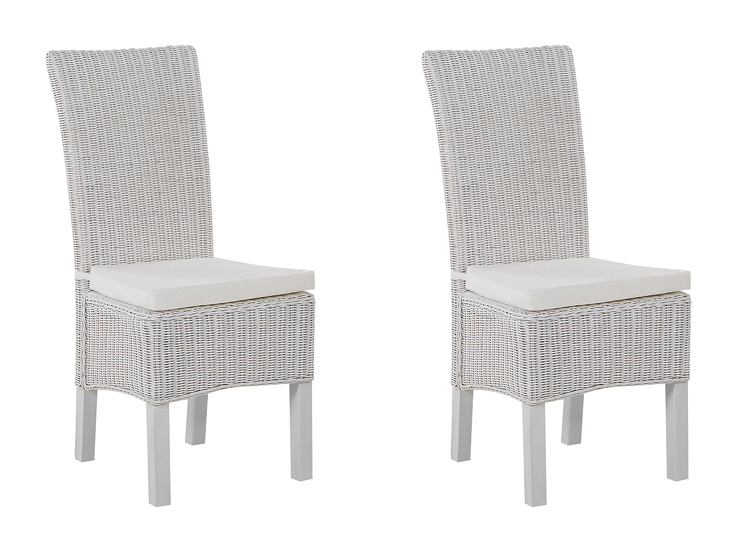 Lot de 2 chaises de salle à manger ANDES Rotin Blanc