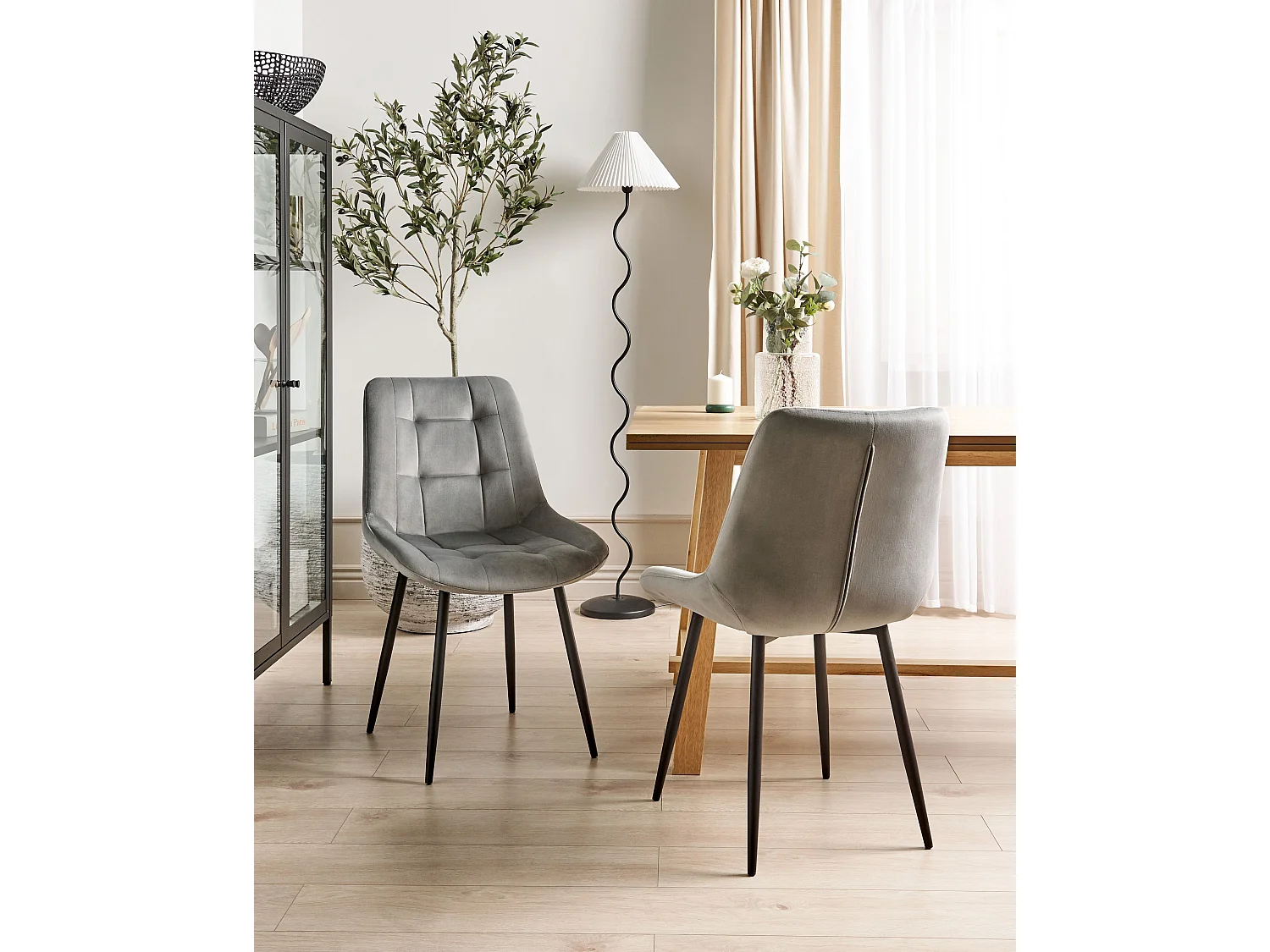 Set van 2 eetkamerstoelen MELROSE Fluweel Grijs