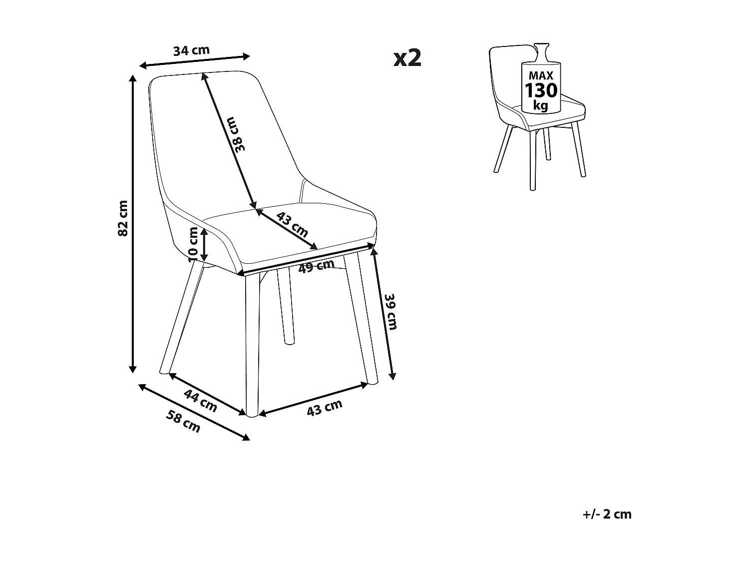 Lot de 2 chaises de salle à manger MELFORT Noir