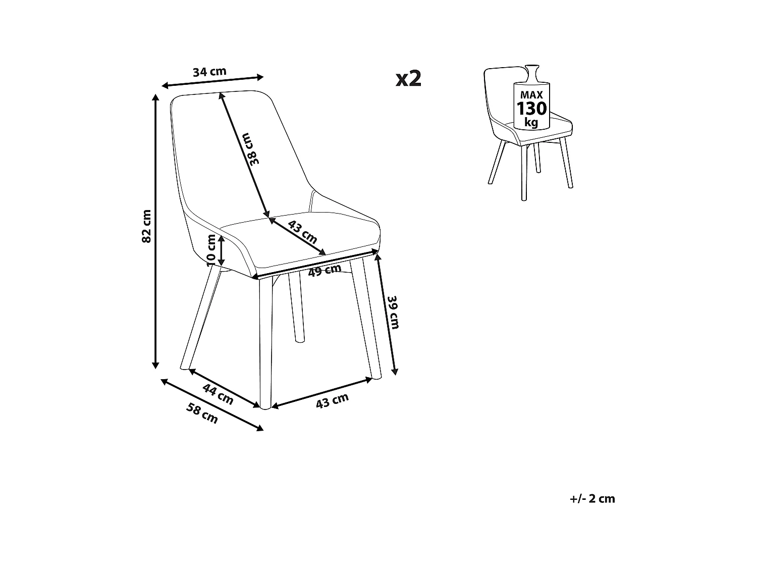 Conjunto de 2 sillas de comedor MELFORT Negro