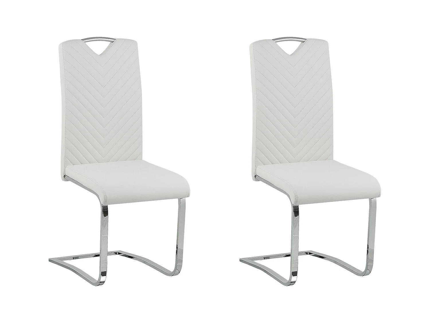 Lot de 2 chaises de salle à manger PICKNES Cuir PU Blanc cassé