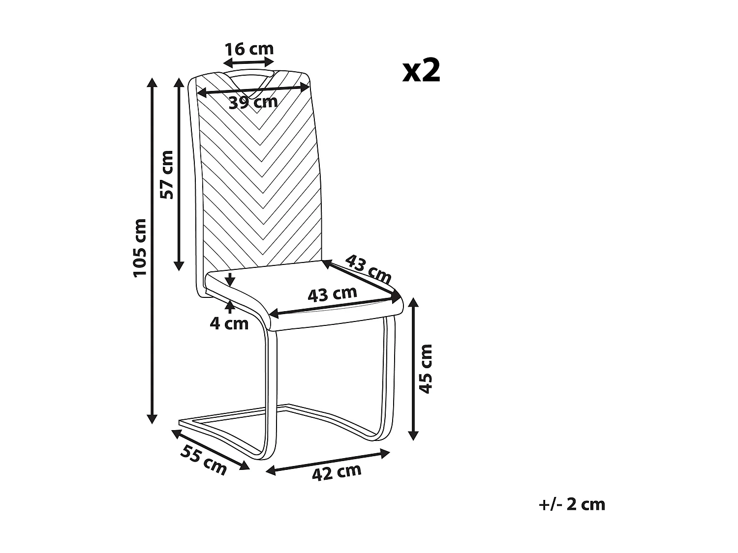 Lot de 2 chaises de salle à manger PICKNES Cuir PU Blanc cassé