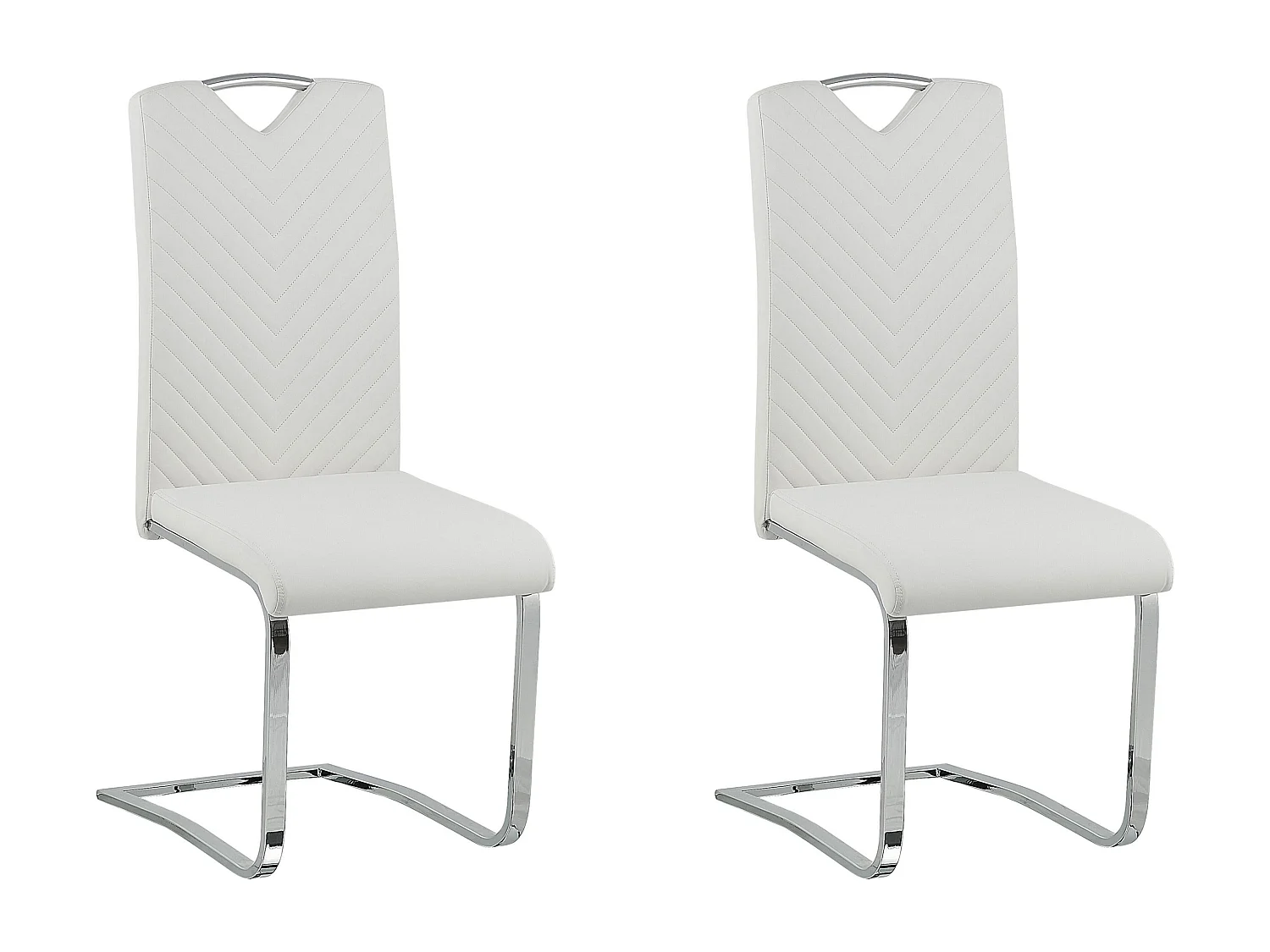 Lot de 2 chaises de salle à manger PICKNES Cuir PU Blanc cassé