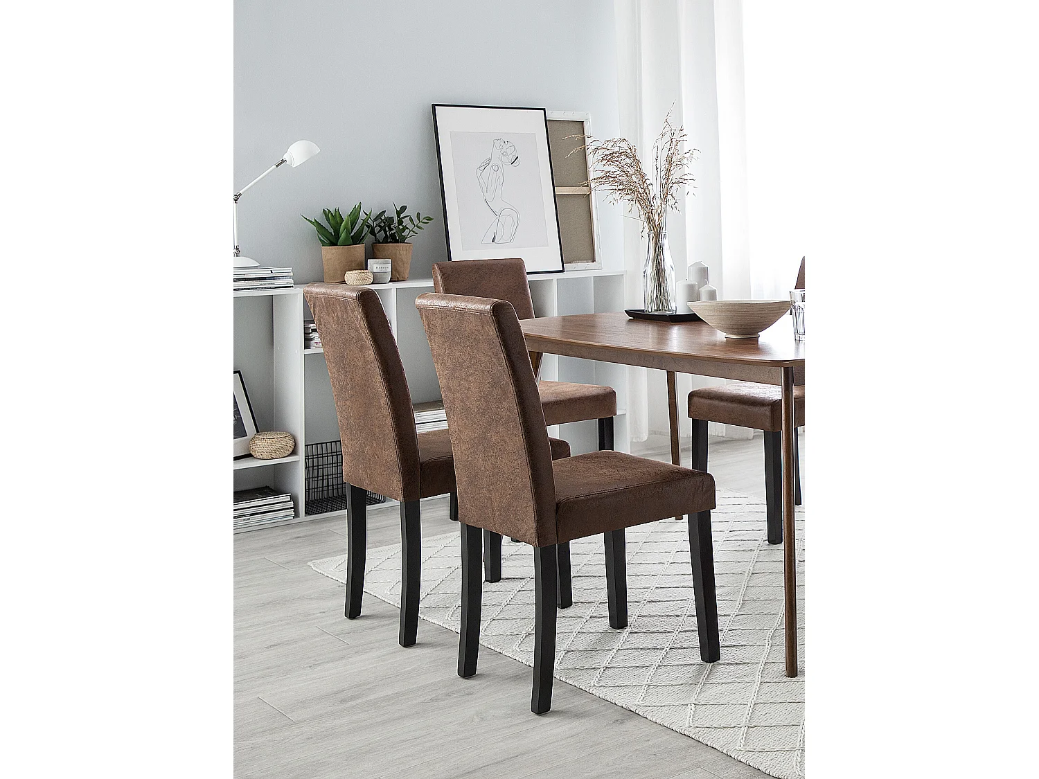 Lot de 2 chaises de salle à manger BROADWAY Cuir PU Marron doré
