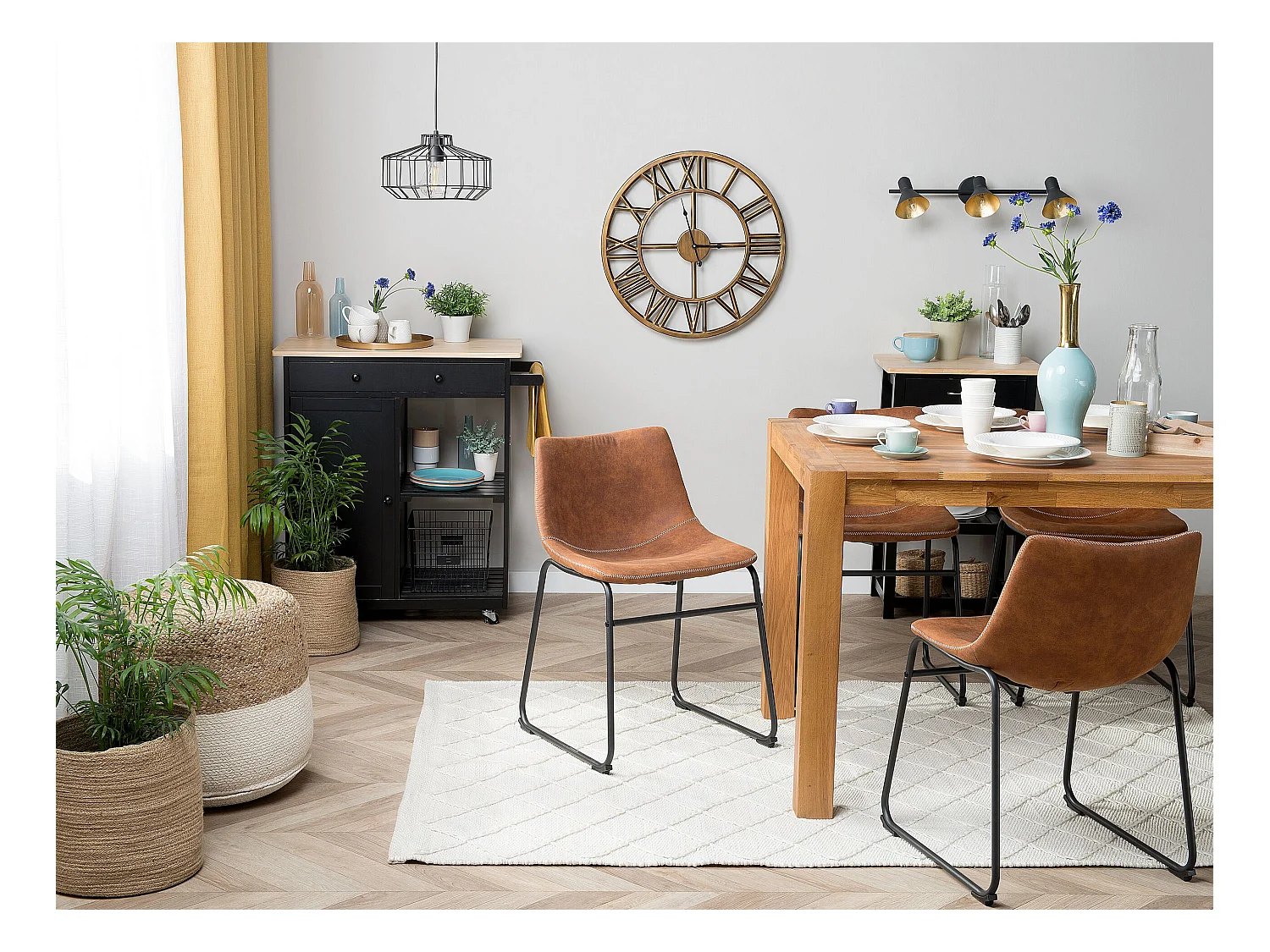 Lot de 2 chaises de salle à manger BATAVIA Marron doré