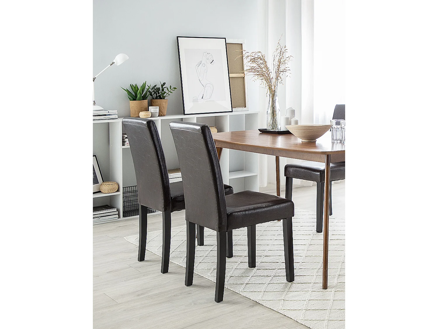 Lot de 2 chaises de salle à manger BROADWAY Cuir PU Marron foncé