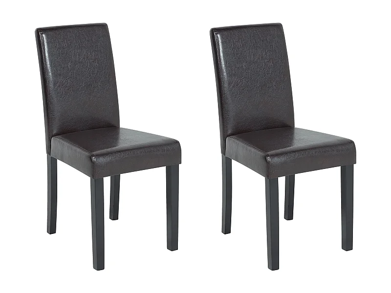 Lot de 2 chaises de salle à manger BROADWAY Cuir PU Marron foncé