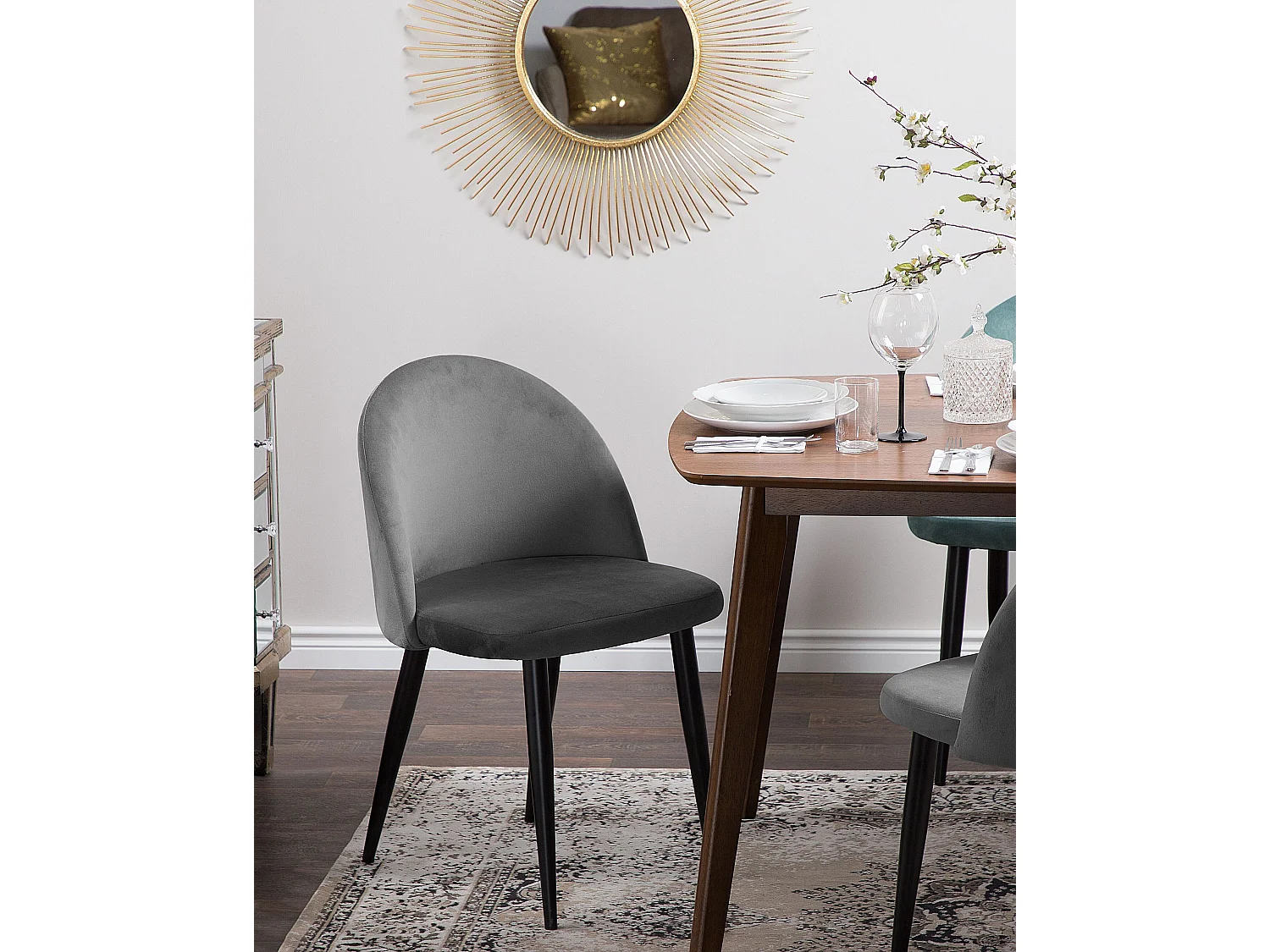 Lot de 2 chaises de salle à manger VISALIA Velours Gris