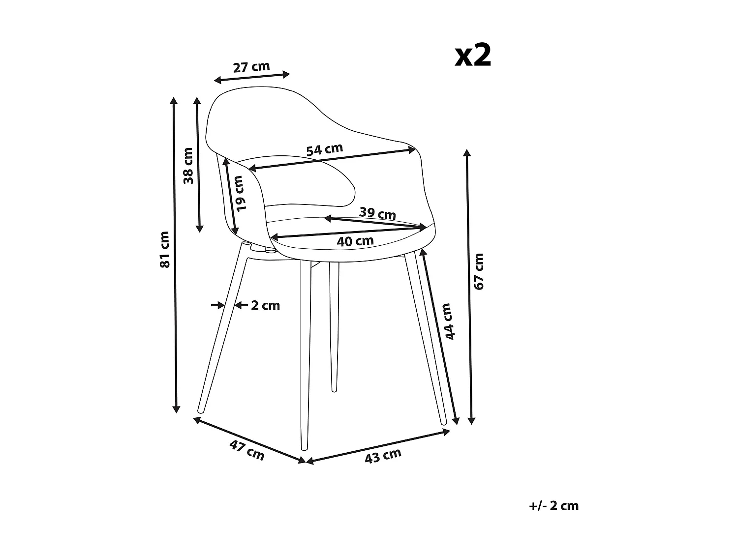 Set van 2 eetkamerstoelen UTICA Zwart