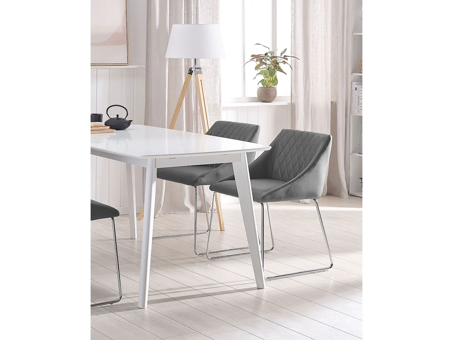 Stilvoller Stuhl Set 2 Stühle schöne Versteppung Kunstleder grau Arcata