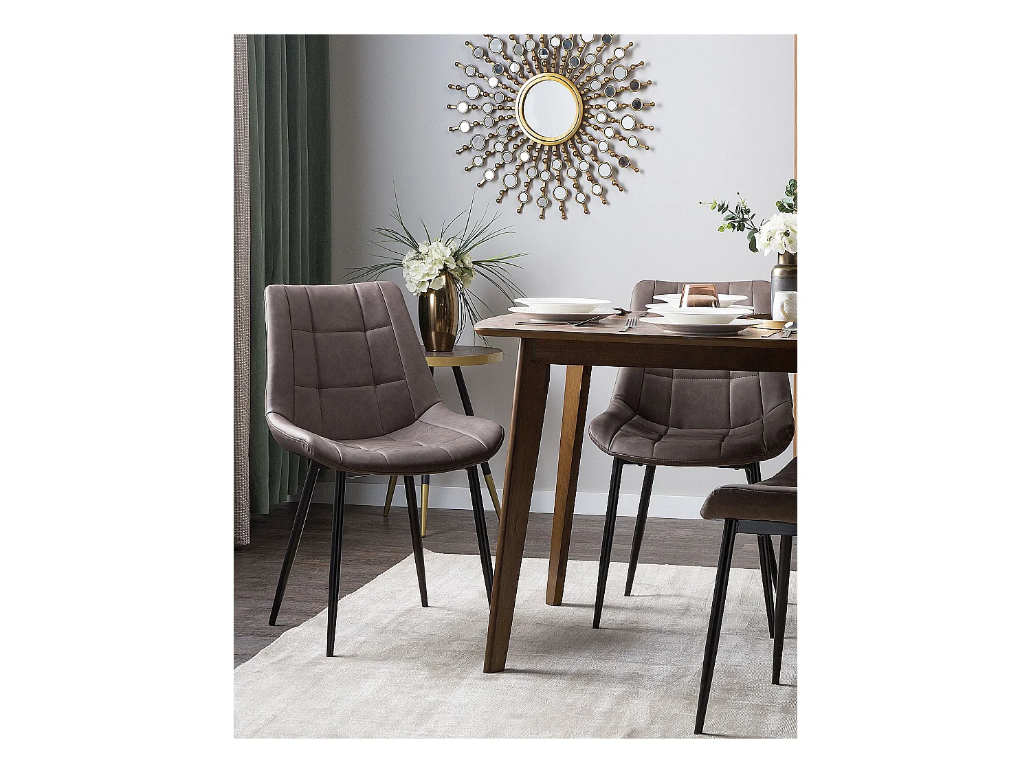 Esszimmerstuhl 2er Set Kunstleder braun mit Metallgestell schwarz Retro Melrose II