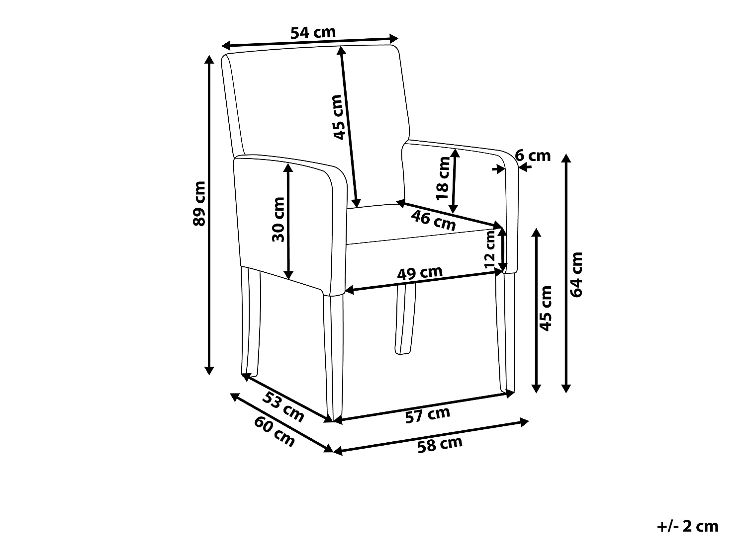 Trendy Polsterstuhl in edlem Schwarz 58x60x89 cm perfekt für jedes Wohnzimmer