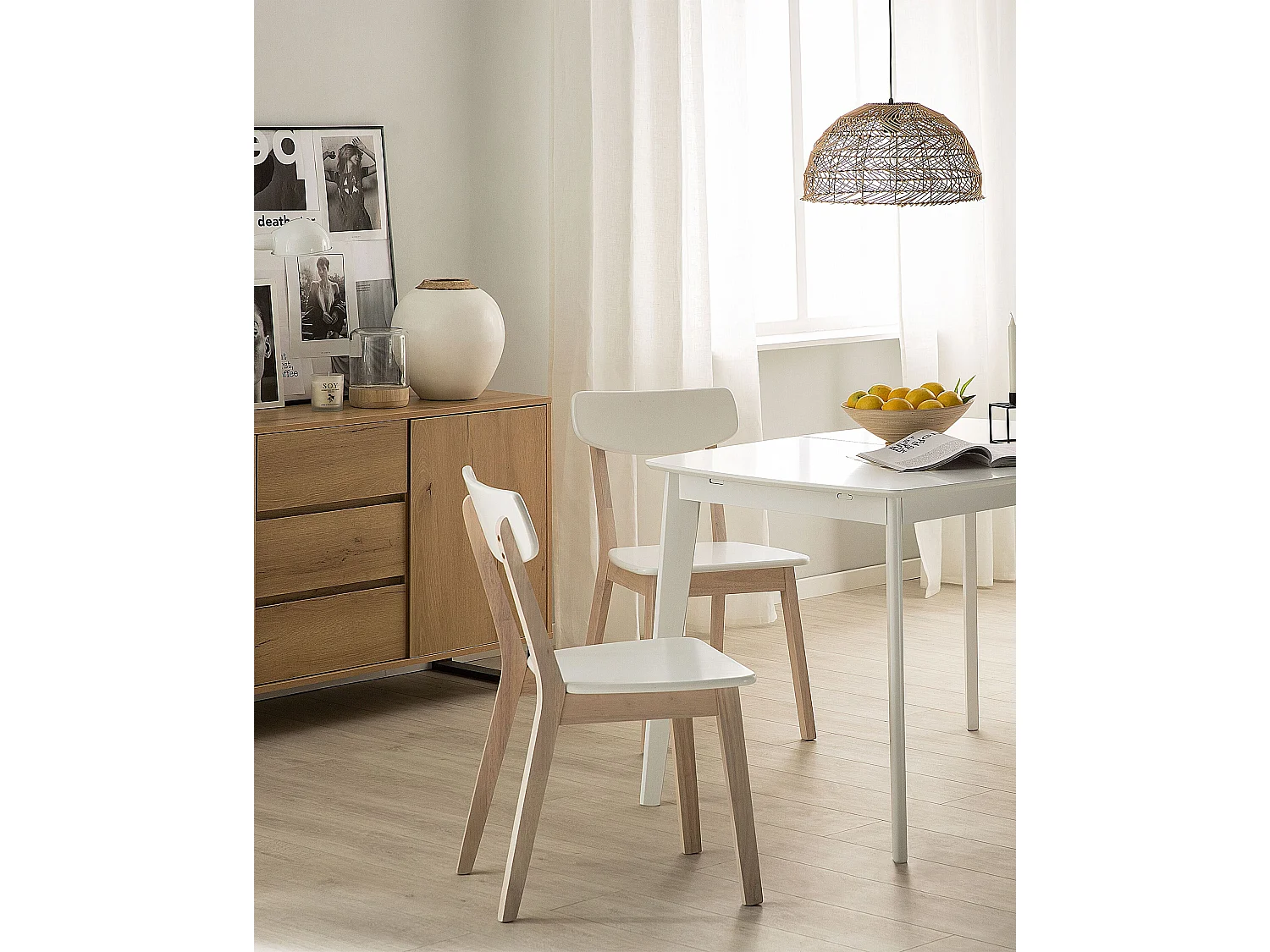 Lot de 2 chaises de salle à manger SANTOS Blanc