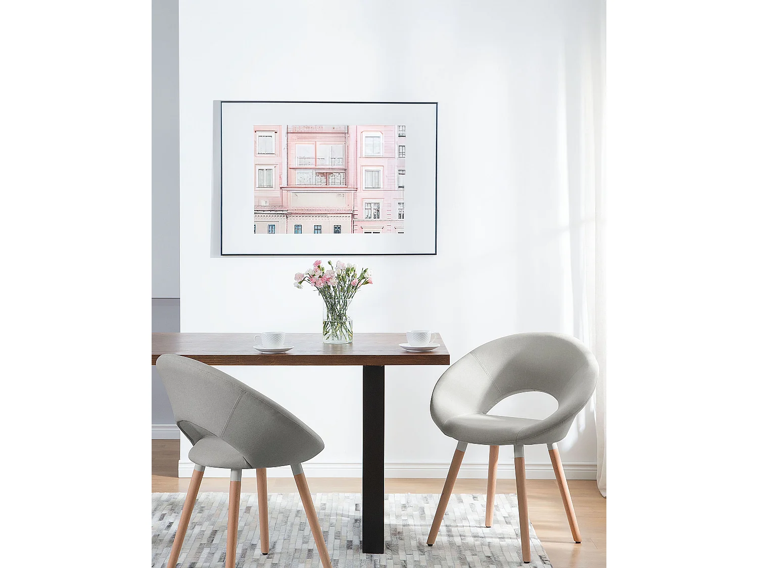 Lot de 2 chaises de salle à manger ROSLYN Gris clair