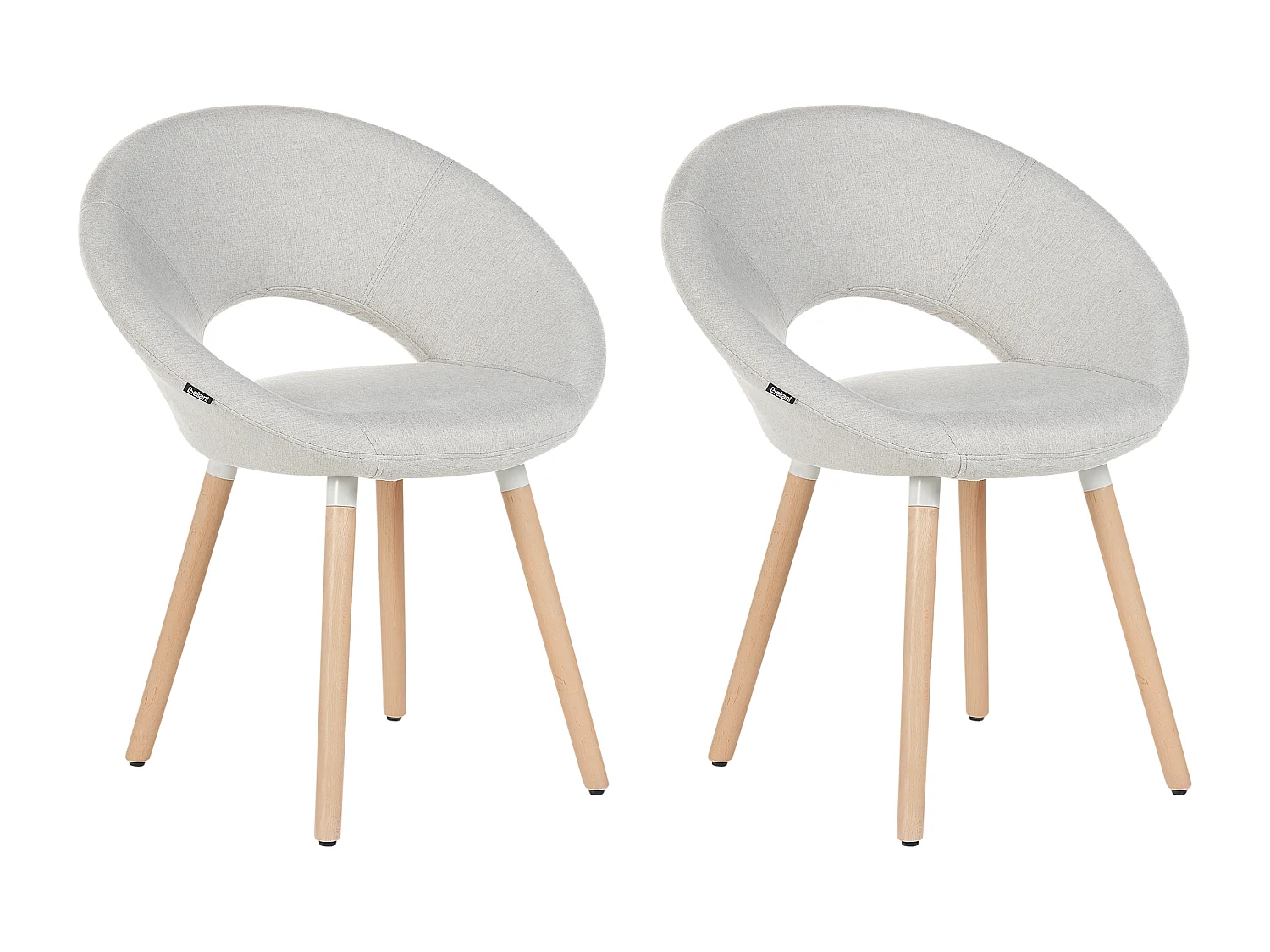 Lot de 2 chaises de salle à manger ROSLYN Tissu Gris clair