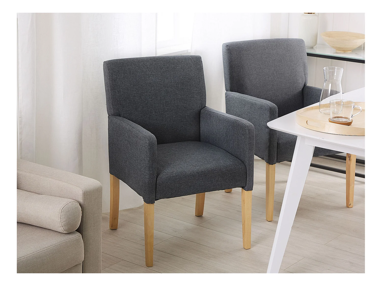 Trendy Polsterstuhl in edlem Dunkelgrau 58x60x89 cm perfekt für jedes Wohnzimmer