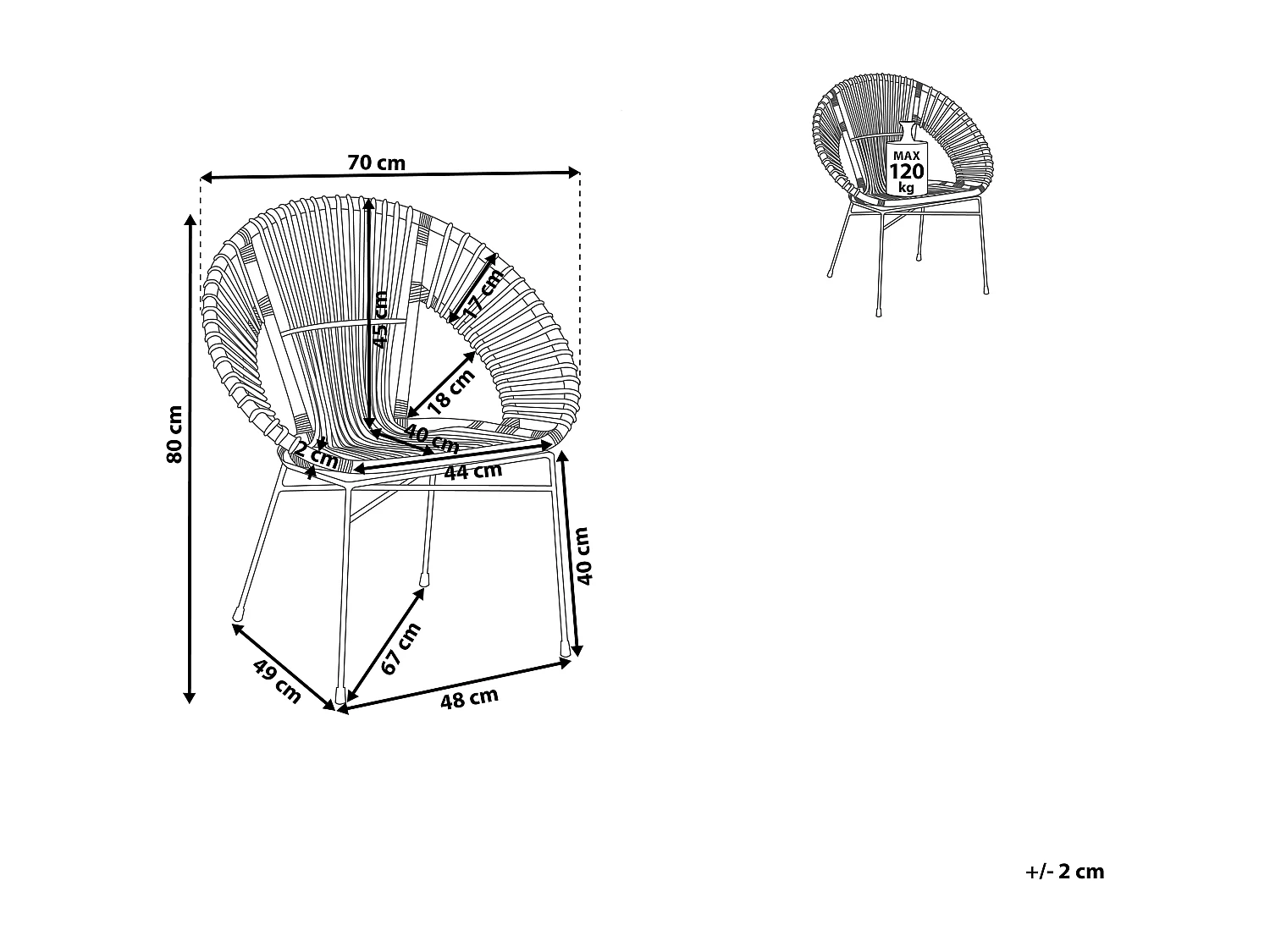 Sedia da pranzo SARITA Rattan Nero