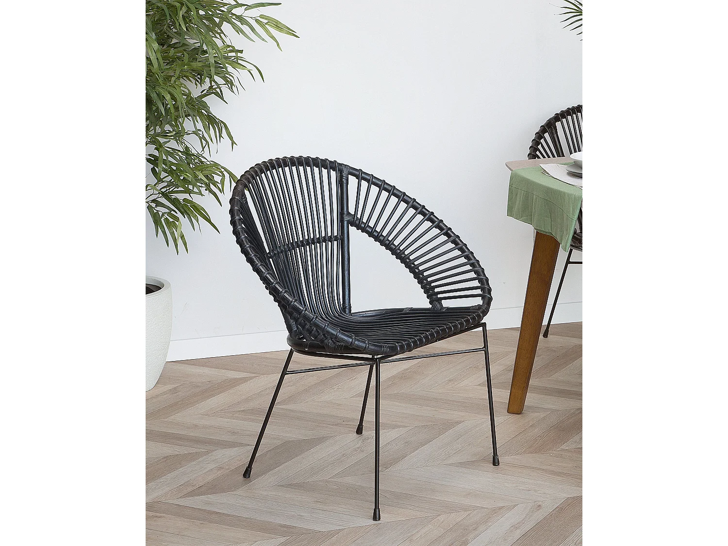 Chaise de salle à manger SARITA Rotin Noir