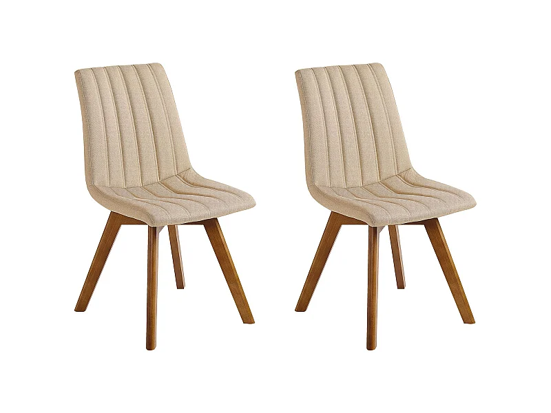 Bequemes Esszimmerstuhl Set 2 Stühle Polsterbezug Holzbeine beige Calgary