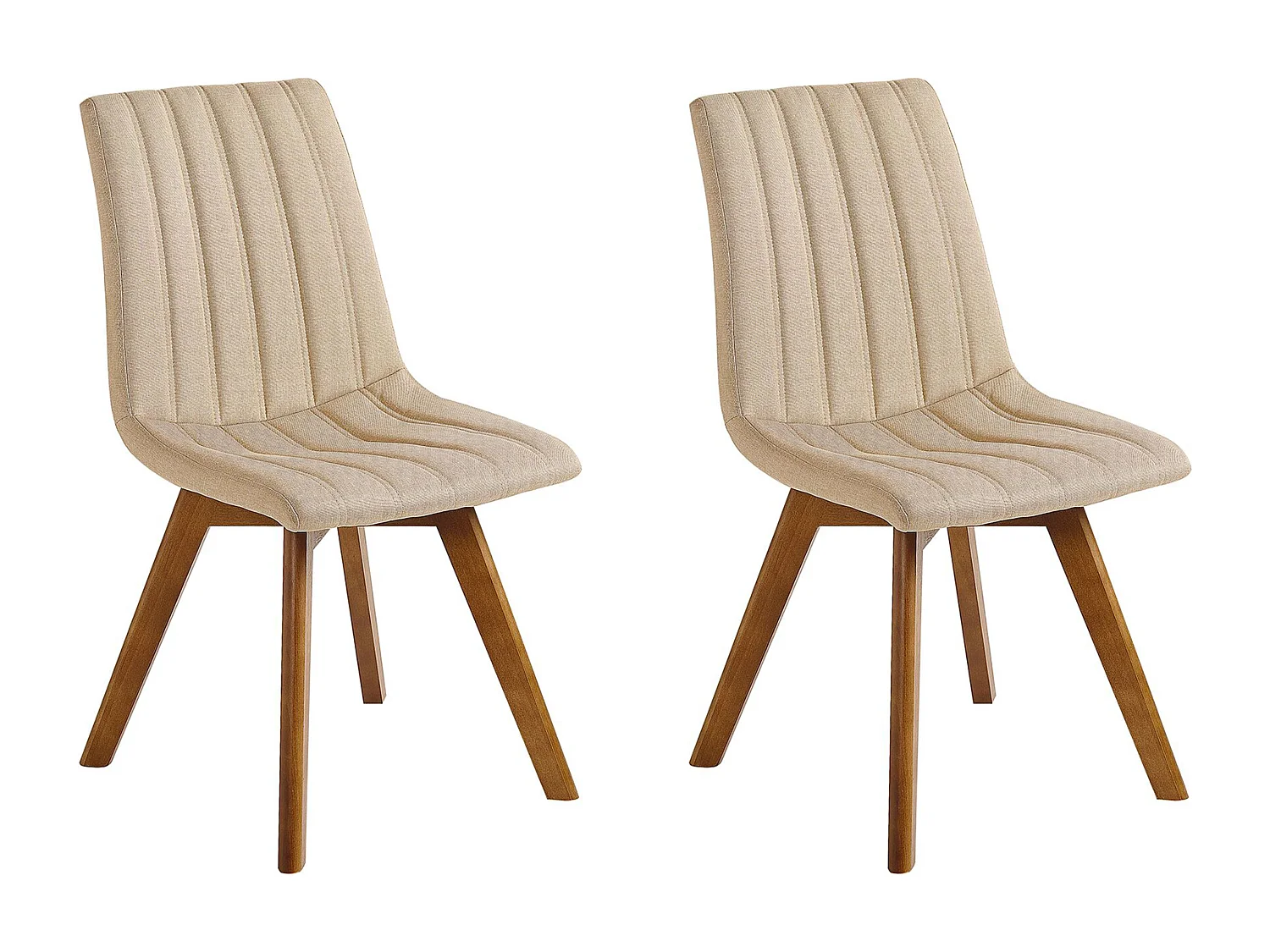 Bequemes Esszimmerstuhl Set 2 Stühle Polsterbezug Holzbeine beige Calgary