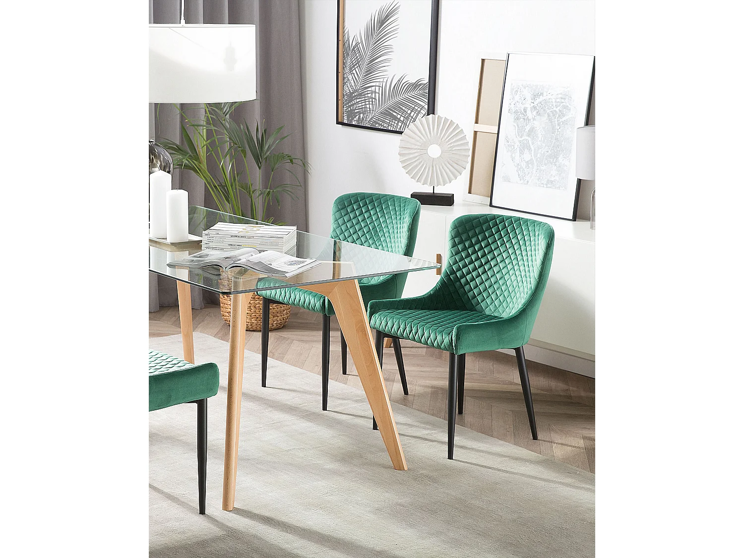 Set van 2 eetkamerstoelen SOLANO Fluweel Groen