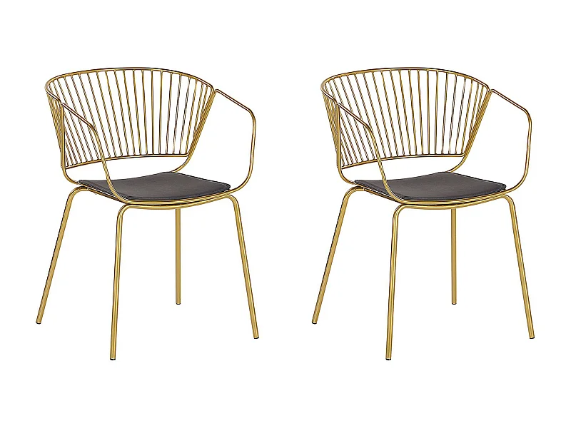Set mit 2 Esszimmerstühlen Gold Metall Schwarz Kunstleder Rigby