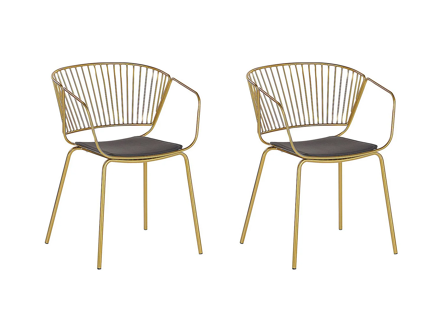 Set mit 2 Esszimmerstühlen Gold Metall Schwarz Kunstleder Rigby