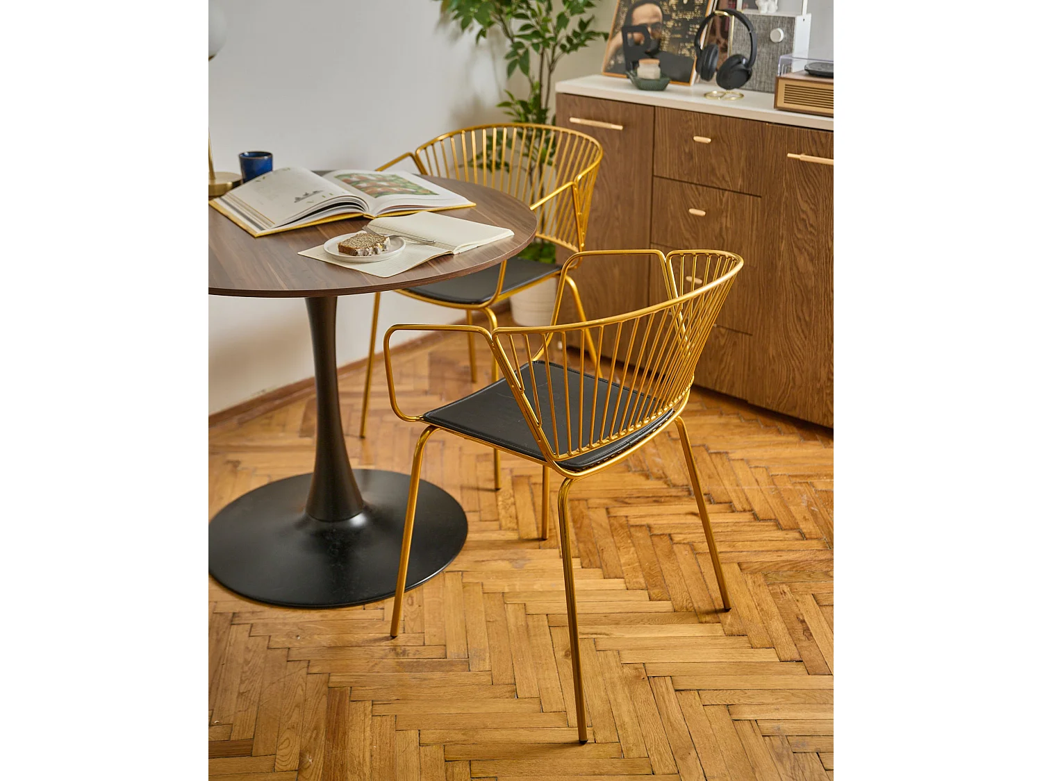 Lot de 2 chaises de salle à manger RIGBY Métal Doré