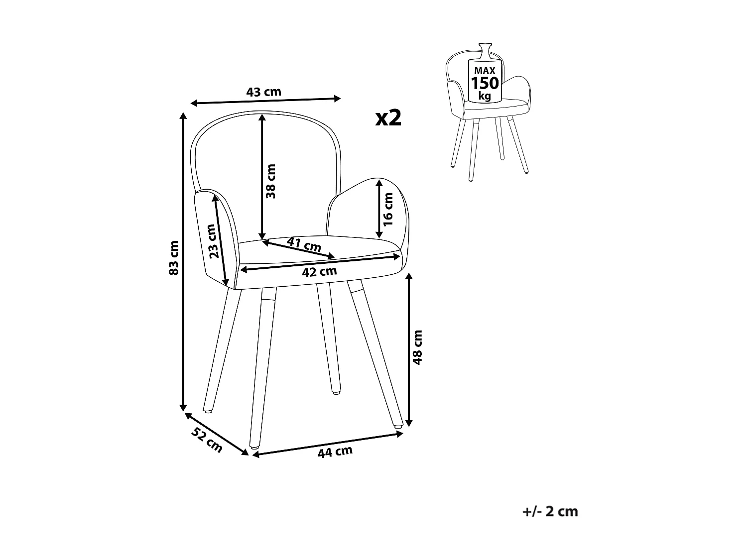 Zestaw 2 krzeseł do jadalni BROOKVILLE Granatowy