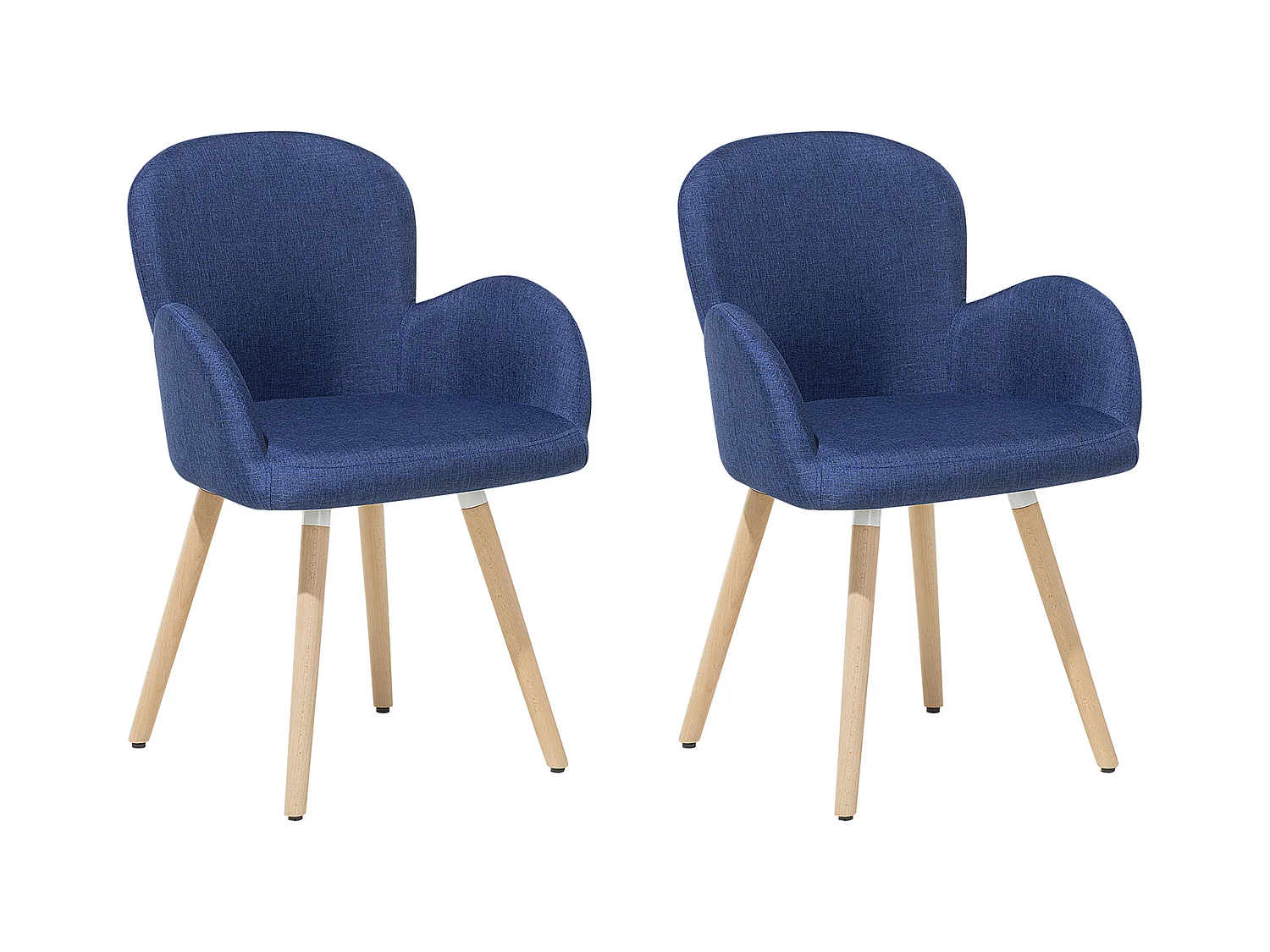 Retro Esszimmerstuhl 2er Set Polsterbezug Holzfüße marineblau Brookville