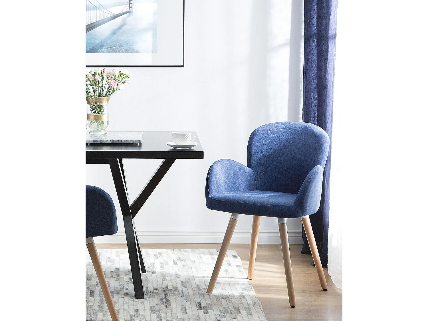 Conjunto de 2 cadeiras de jantar BROOKVILLE Azul marinho