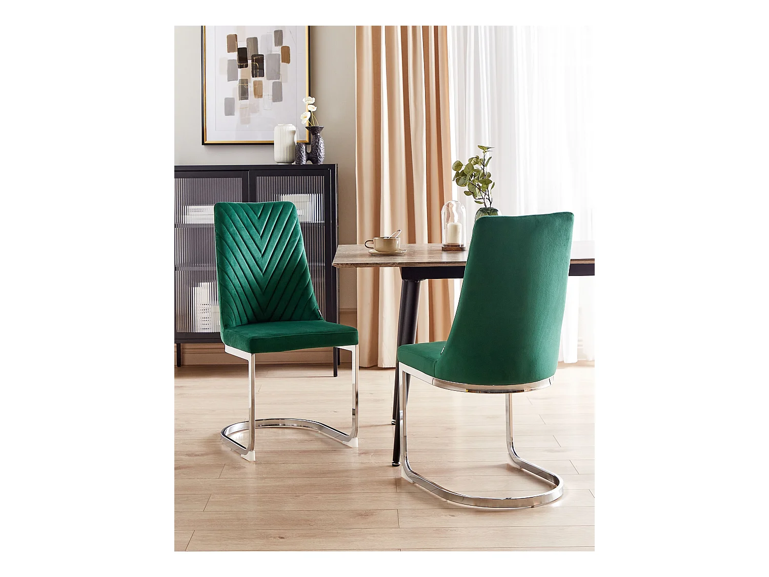 Zestaw 2 krzeseł do jadalni ALTOONA Welur Szmaragdowy