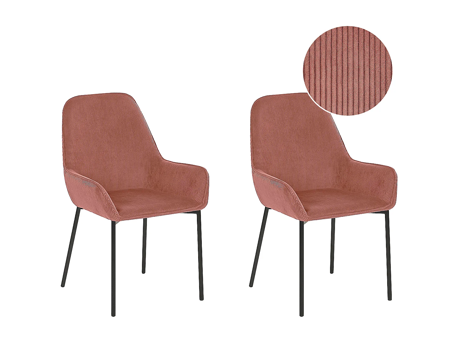 Lot de 2 chaises de salle à manger LOVERNA Velours côtelé Rose