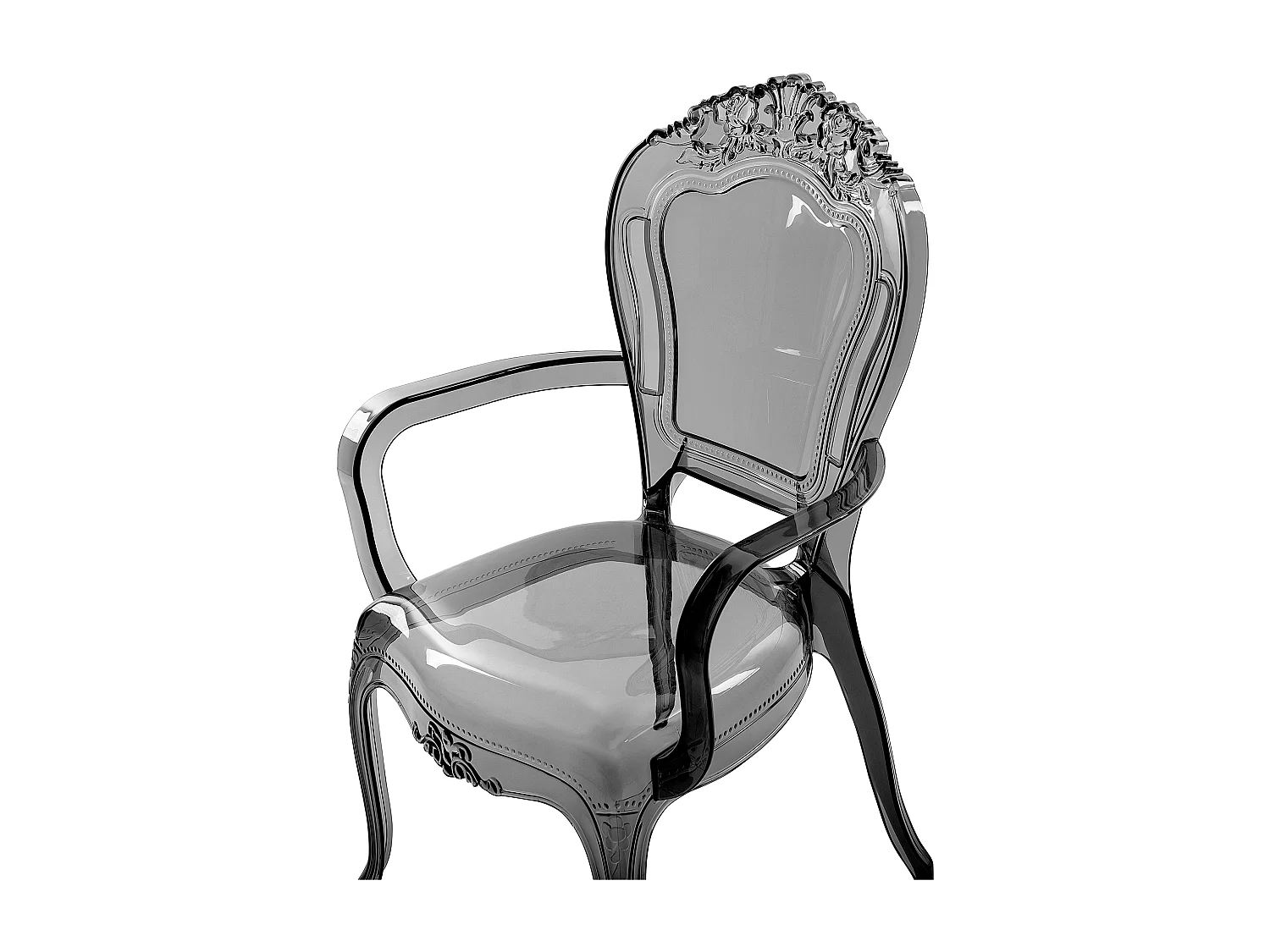 Barock 2 Stühle mit Armlehnen Kunststoff 2er Set transparent schwarz Vermont II