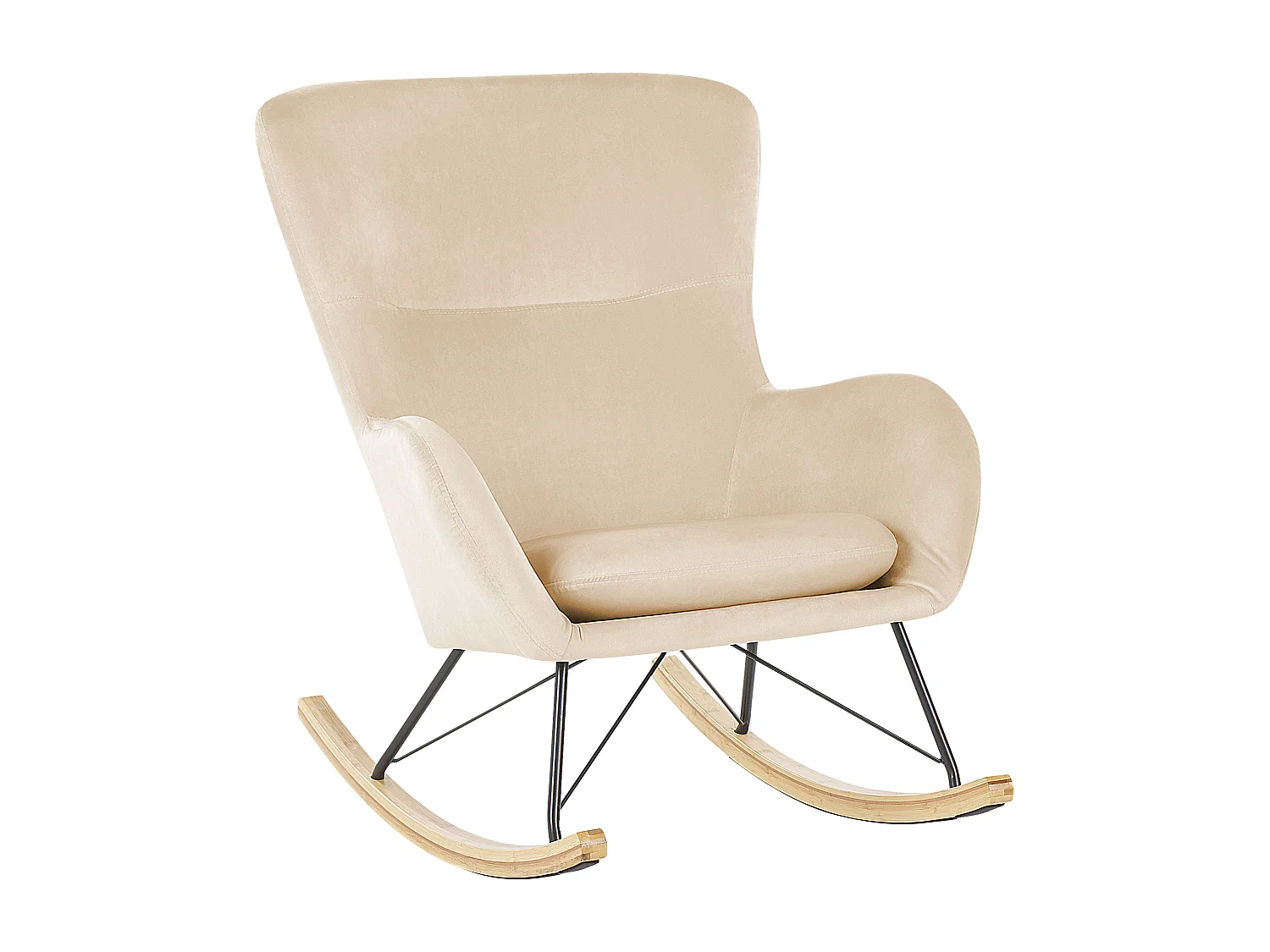 Stilvolles Schaukelsessel mit samtigem Polsterbezug beige Ellan