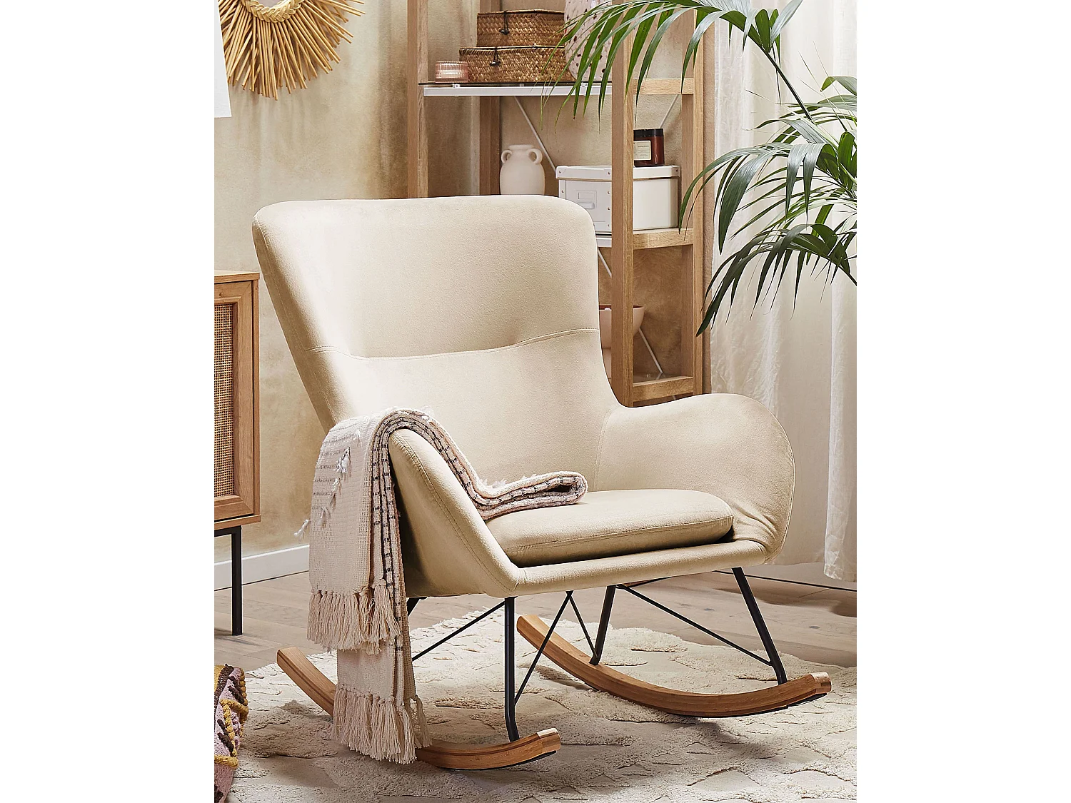 Rocking Chair ELLAN Velvet Beige