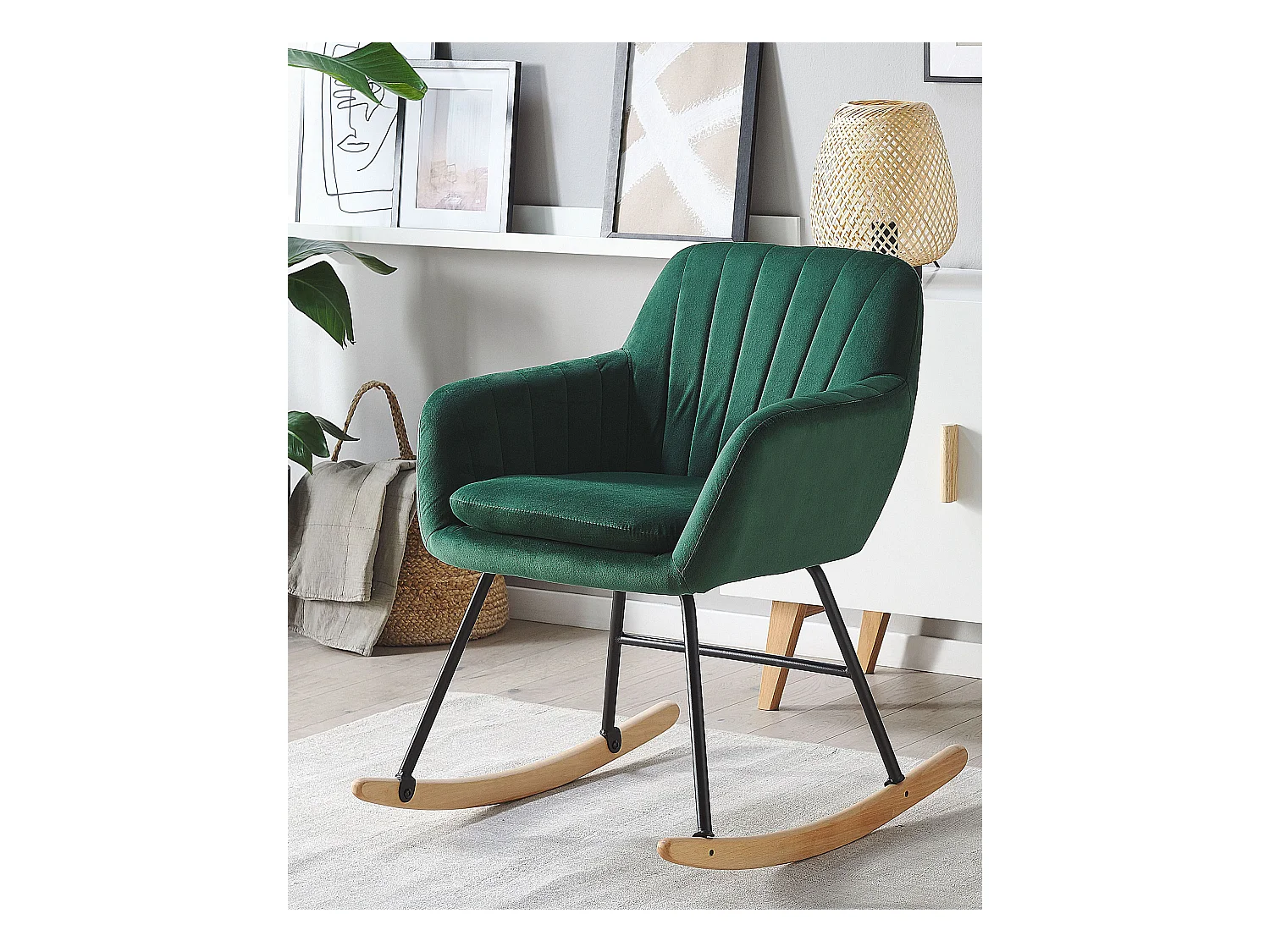 Fauteuil à bascule LIARUM Velours Vert émeraude