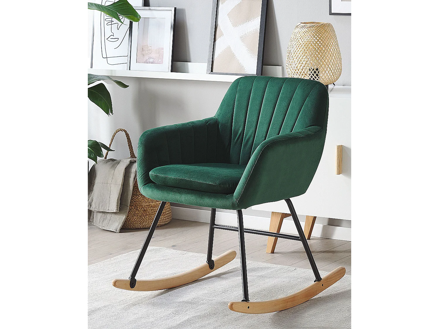 Fauteuil à bascule LIARUM Velours Vert émeraude