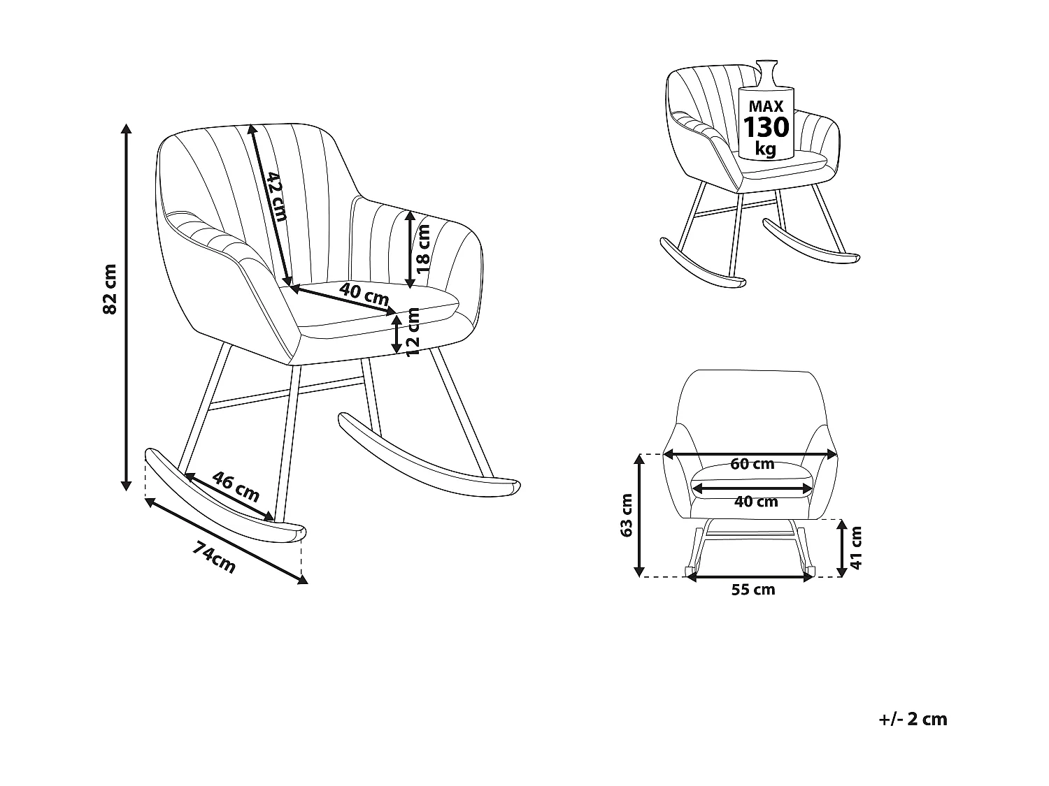 Fauteuil à bascule LIARUM Velours Vert émeraude