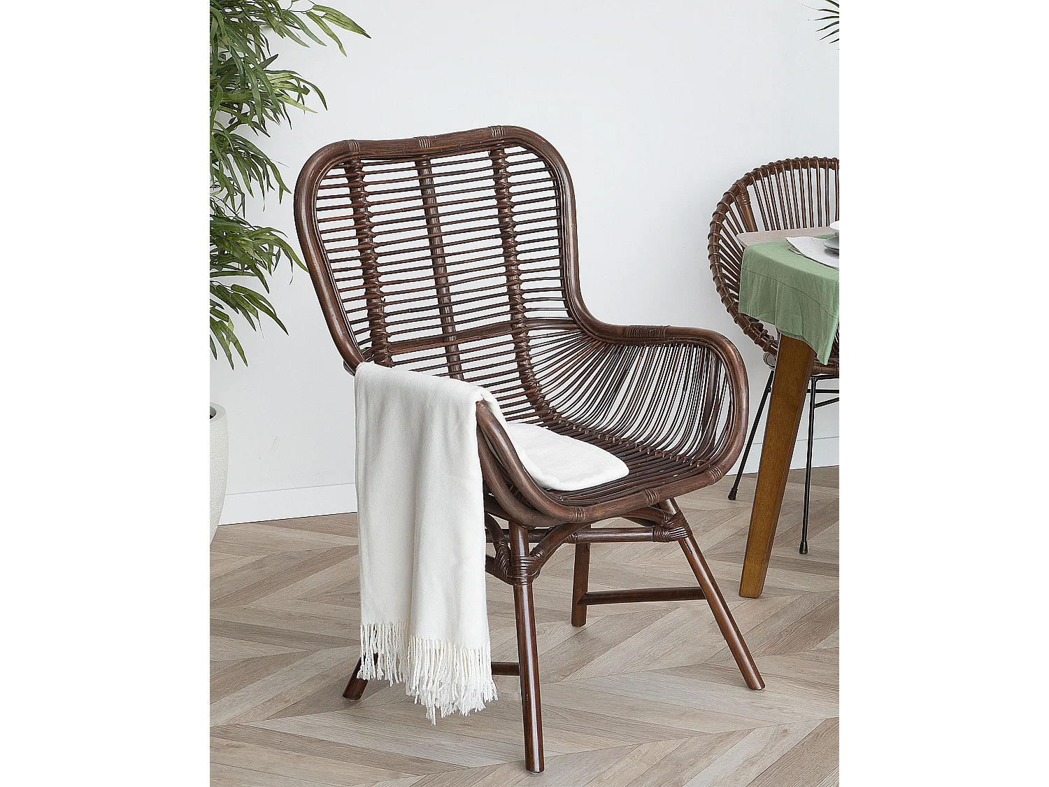 Chaise de salle à manger TOGO Rotin Marron foncé