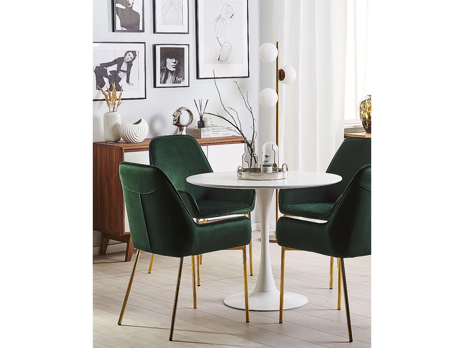 Conjunto de 2 sillas de comedor LOVERNA Terciopelo Verde oscuro