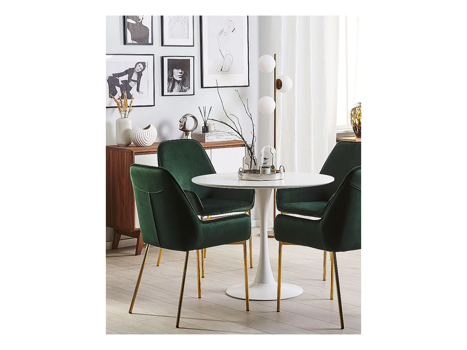 Lot de 2 chaises de salle à manger LOVERNA Velours Vert foncé